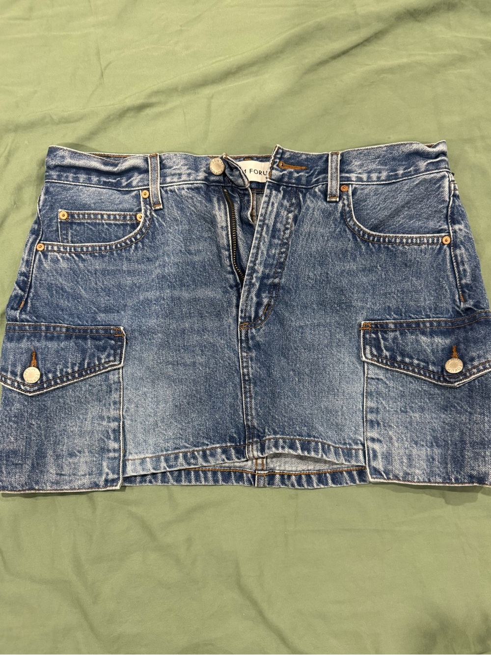 Aritzia Blue Denim Cargo Mini Skirt